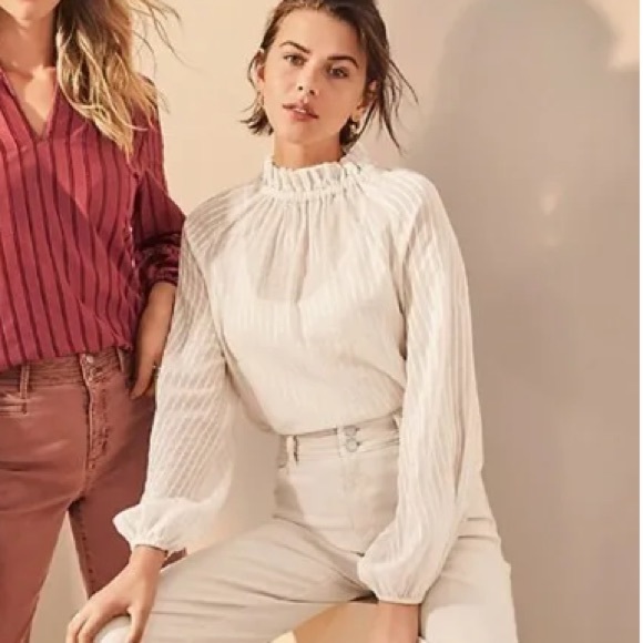 Ann Taylor striped jacquard mock neck top - XS - Picture 3 of 9